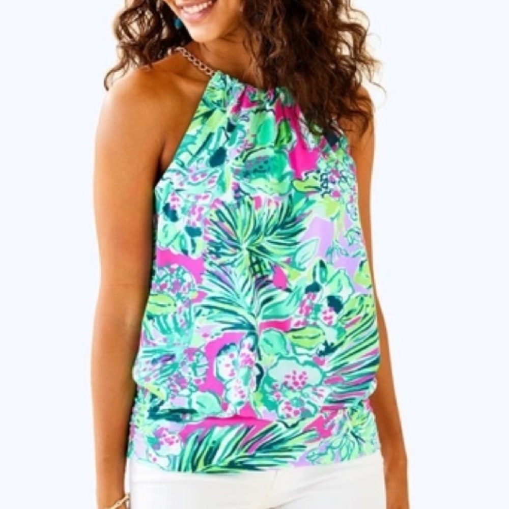Lilly Pulitzer Tank Top with Gold Chain neckline